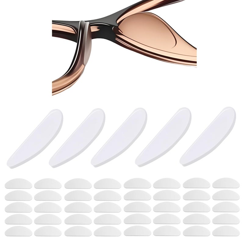 AETUXU Eyeglass Nose Pads,40Pack Silicone Nose Pads for Glasses,Professional Adhesive Glasses Noses Grips Non Slip for Eyeglasses Sunglasses,1mm,Clear. - Image 1
